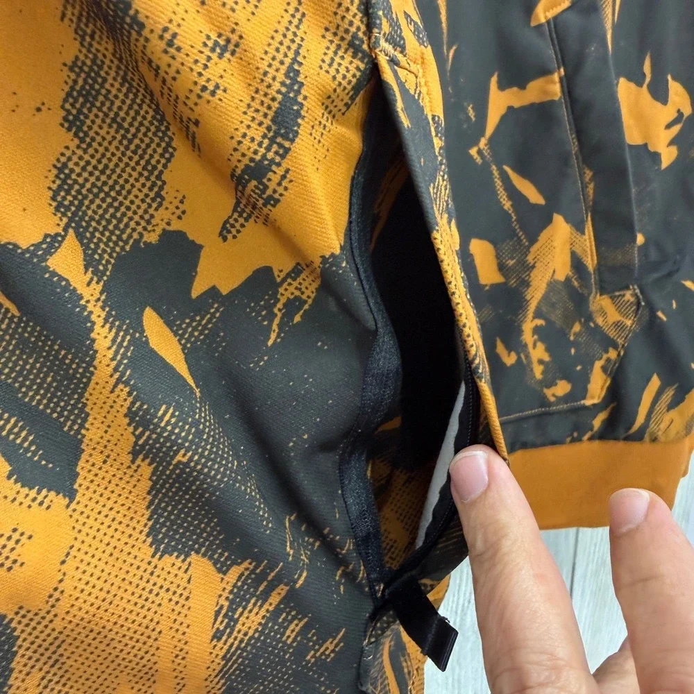 The North Face Mens Orange Black Abstract Graphic Logo Pullover Hoodie Large